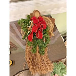 Vintage Handmade Raffia Doll Angel Centerpiece/Christmas Tree Topper Rustic